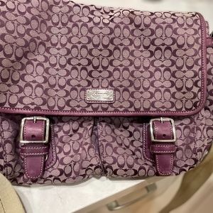Purple canvas Coach satchel